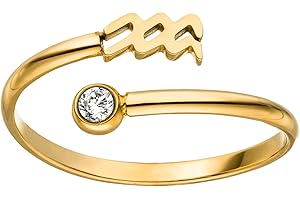 Purelei® Anello con segno zodiacale – Anello da donna impermeabile in acciaio inox durevole – Anelli regolabili da 50 a 60 – Gioielli alla moda per il tuo look personalizzato