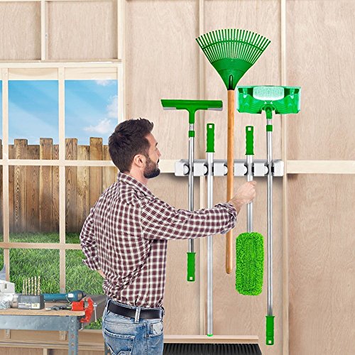 LIVEHITOP Gerätehalter Wandhalterung für Besen, Mopp und Gartenwerkzeuge Speicher Wandhalterung Besenhalter Tidy Organiser Wand Rack - 2