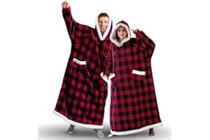 ‎SACEBELEU Sacebeleu Kuscheldecke mit Ärmeln,Oversized Weich Decke Hoodie Sweatshirt,Sherpa Kapuzenpullover für DamenHerren,Flauschige Flanell TV-Decke mit Ärmel,Tragbar Ganzkörperdecke,Gitter