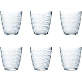 Luminarc Concepto Pampille Set of 6 Low Glasses 25 cl | Clear, Glass, Low Format, Embossed Finish, 6 Pieces