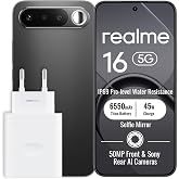 realme 16 5G Smartphone 8+256GB, Black | Battery 6550mAh, Ultra-fast Charge 45W, 6.57 inch AMOLED Display, 120Hz, AI 50MP Cam