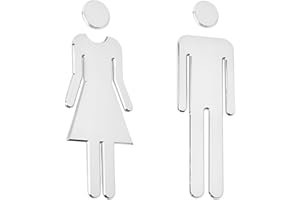 CYLOCRYA Señal de inodoro o baño, 1 par, placa para puerta, placa de baño, pegatina para hombre y mujer, autoadhesiva, de plástico ABS, impermeable y duradero para oficina, hotel, restaurante o hogar (20 cm)