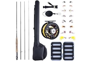 Matymats Telescopic Fly Fishing Combo, Fly Fishing Rod Reel Combo Kit with Lightweight Portable Fly Rod and Pre-Spooled Fly Reel-Tenkara Rod Kit, Fly Fishing Complete Starter Kit, 7/8WT