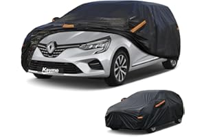 Kayme Housse de protection de voiture, imperméable, respirante, bâche de voiture en peluche, pour Renault Clio, Ford Fiesta, Jazz, Course, etc. Voir tableau des tailles A2, noir