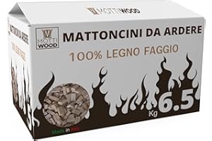 MOTTINOX Mattoncini da Ardere, 6.5KG, 100% Legno Faggio, Lunga Durata