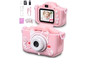 NEFLSI Fotos Digital para Niños,Cámara Fotos Infantil con 32GB TF Tarjeta Pantalla de Protección Ocular IPS de 1080P 2,0" HD Selfie Video Cámara Fotos Niños Regalos para Niños y niñas