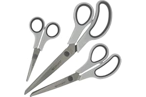 Westcott Lot de 3 paires de ciseaux universels à prise en main facile avec prise en main confortable | Lame en acier inoxydable extra tranchante et durable | Ciseaux pour travaux manuels, maison et