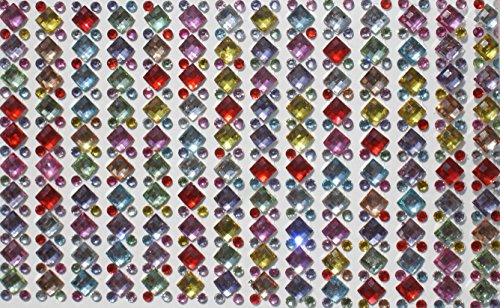 961 Stück Set glitzernde Strasssteine selbstklebend rund + eckig quadratisch bunt rund + mittelgroß in verschiedenen Formen basteln Gltzersteine Schmucksteine viereckig Strass Steine zum Verzieren von CRYSTAL KING - 4