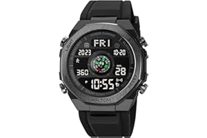 FINDTIME Montre Militaire Homme Commando pour Homme Montre de Sport, Calendrier,Réveil, Chronomètre, Podomètre Montre Numérique Étanche 50ATM Cadran