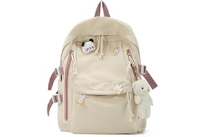 LHHMZ Cute Aesthetic Backpack for School Middle Student Lightweight Travel Backpack Teens Bear Pin Book Bags