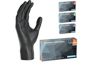 ARNOMED 100x Guantes de látex desechables talla L Negro, Protección para manos una vez quirúrgicos y de laboratorio, Luvas nitrilo descartaveis, Manoplas en XS, S, M, L, XL