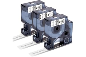 Markurlife S0720530 Ruban Compatible pour DYMO Ruban D1 45013 12mm x 7m Noir sur Blanc Cartouche Recharge pour Etiqueteuse DYMO LabelManager 160 280 420P 210D 260P 500TS LabelPoint 150 250,Pack de 3