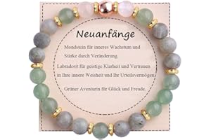 UEUC Heilstein-Perlenarmband für Frauen, Armband mit natürlichen Edelsteinen, Gleichgewichtsschutz, spirituelles Kristallperlenarmband zur Angstlinderung mit Bedeutungskarte