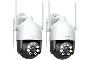 DEKCO 2K Security Camera Outdoor, CCTV Camera with Auto Tracking, Sound-Light Alarm, WiFi Home Security Camera Support Pan-Tilt 360° View, 2-Way Audio, Color Night Vision, Waterproof