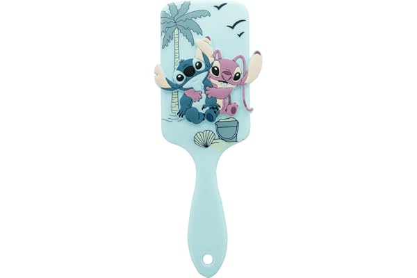Disney – Brosse Démêlante Cheveux Enfants Stitch & Angel – Poils Flexibles – Ergonomique Antidérapant – Usage Cheveux Sec, Mouillé – Accessoire Coiffure Fille - Demêlage Doux - Produit Officiel