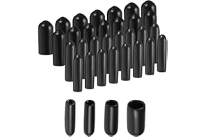 sourcing map 40pcs Round Rubber End Caps Protective Caps 2mm 3mm 4mm 6mm Black Vinyl Cover Screw Thread Protectors Assortment