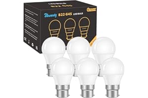 Blewandy Bombilla LED B22 5W Bayoneta Cap Bombillas Luz Calida equivalente a 40W, 3000K B22 LED, 500LM Bombillas G45 Ahorro de Energía, No regulable - 6 Unidades