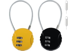 XUIIOSOOKP 2 Pièces Cadenas à Combinaison, Petit Cadenas à Code Cable, Cadenas de Sécurité à Combinaison à 3 Chiffres Réinitialisables pour Valise Sac de Voyage Casier, avec 2 x Codeurs