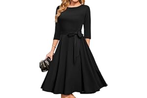 DRESSTELLS Velvet Cocktail Dresses for Women, Winter Holiday Dress, 3/4 Long Sleeves Party Formal Dress