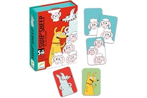 DJECO Swip' Sheep Jeux de Cartes, dès 5 ans - Protégez les Moutons ! Jeu de Stratégie pour Petits et Grands - Soirée en Famille - Illustrations Amusantes - 32 Cartes - 3 à 5 Joueurs / 10 min