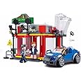 Sluban Town Automobile Sales Service Shop Building Bricks with 3 Mini Toys&1 Blue Toy Car, 302 Pcs