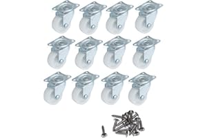 QOPAHI 25mm Castor Wheels, Swivel Caster and Wheels with Rubber Base Ball Bearing Single Trolley Wheel for Furniture, 1" Heavy Duty Rollers to Move Heavy Objects(Pack of 12)