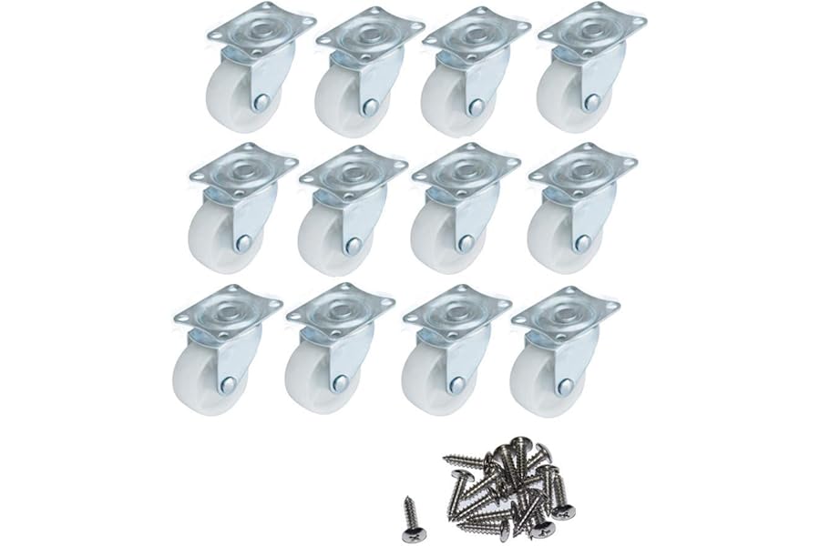 QOPAHI 25mm Castor Wheels, Swivel Caster and Wheels with Rubber Base Ball Bearing Single Trolley Wheel for Furniture, 1" Heavy Duty Rollers to Move Heavy Objects(Pack of 12)
