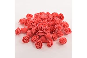 XIZHI Mini Rosas Artificiales, 100 Unidades, 3,5 cm, Cabeza de Rosa de Espuma roja para Manualidades, Accesorios, hogar, Fiesta, decoración del hogar y Baby Shower (Rojo)