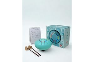 JUEGACONMIGO BABY TAMBÚ Tambour de langue en acier. 6 pouces (15 cm), 8 notes. Handpan, Instrument à percussion en métal (Turquoise - Teal Peal)