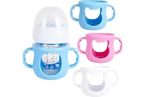 ODOOKON 3er-Pack Silikonhüllen für Avent Natural-Babyflaschen aus Glas, Baby Bottle Protective Cover, bruchfester Babyflaschenhalter, Zubehör Außendurchmesser über 5cm für Flasche (M)