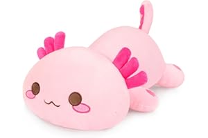 Shownicer Axolotl Peluche Géante Kawaii - Oreiller, Jouet Animal, Poupée Coussin - Cadeau pour Enfants Filles 3+ Ans (Rose, 33cm)