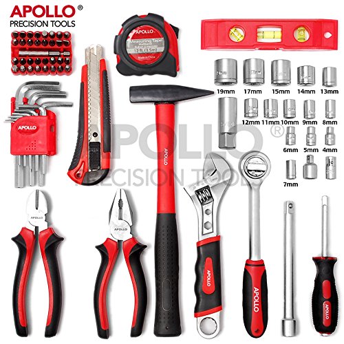 68-teiliges Heim- & Garagen-Werkzeugset einschließlich schwerem 200g Schlosserhammer, 200mm verstellbarem Schraubenschlüssel, metrischen Steckschlüsseln (4 bis 17mm) und 3/8 Zoll Ratschengriff- alles in stabiler Aufbewahrungsbox - 2