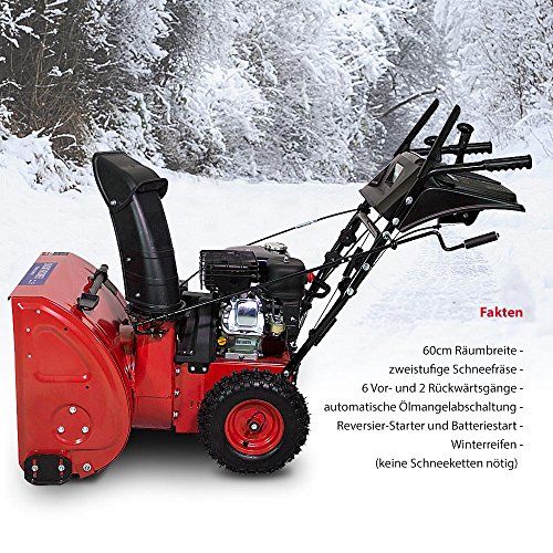Schneefräse Schneeräumer Schneepflug Premium extra breit 60cm – 6,5 PS Benzinmotor E-Start - 3