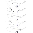 AQWANO Blue Light Blocking Reading Glasses for Women Men, 5 Pack Computer Readers Clear Frame Lightweight Rimless Anti Glare