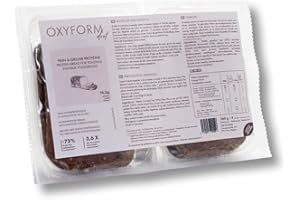 OXYFORM BY OXYLENT Oxyform Diététique Pain Complet I 24 Portions (6 Etuis) Soit 1,6 KG I Hyperprotidique I Appauvri en Glucides I Riche Protéine I Source de Fibre I Faible Teneur en Sucres et Calories I Prétranché