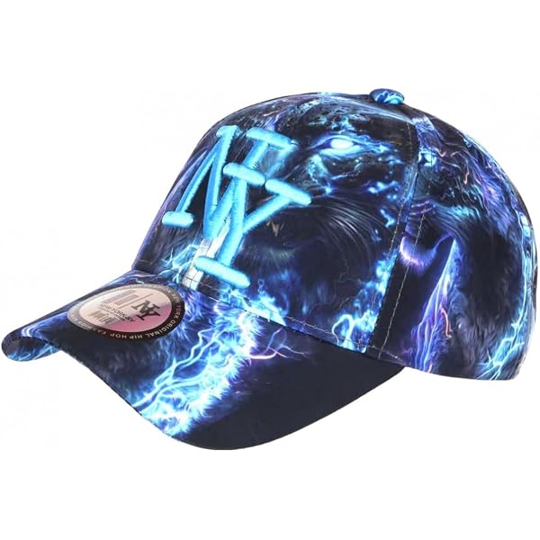 Casquette Hip Hop Honour Lion Jaune Et Bleue - NY Baseball Enfant 7-12 Ans - Taille Unique