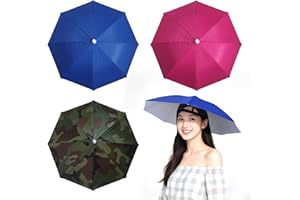 Joytey 3 PCS Head Umbrella Hats Mini Umbrella Caps with Elastic Headband Small Camouflage Umbrellas Adults Kids Foldable Hands-free Umbrellas for Outdoor Garden Fishing Hiking Camping Climbing