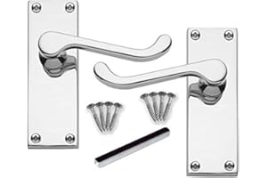 DISCOUNT HARDWARE UK Door Handles, Door Handles Internal for Interior Doors, Internal Door Handle Sets - Victorian Scroll Polished Chrome Lever Door Latch Handles - Chrome Door Handles (1Pair)
