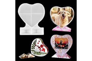 Zayookey Époxy Moules en Silicone Grand en Forme de Coeur Moules en Résine Spécimen Moule de Coulée Photo Frame Resin Mold pour DIY Resine Préservation des Fleurs Décorations pour La Maison