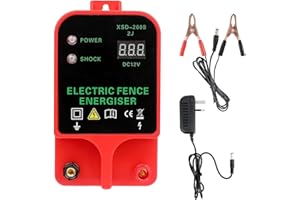 AUSTUFF Electric Fence Energiser, 3.5 Joules 6.2 Miles,Input 12V Output 8 KV or 12KV,Electric Fence Charger High Voltage Pulse Controller for Livestock,Large Animals,Horse
