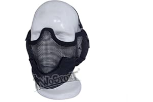 OAREA Tactical Airsoft Mask Strick Ear Protection Metal Steel Net Mesh Half Face Mask Paintball CS Game Face Cover Halloween Party