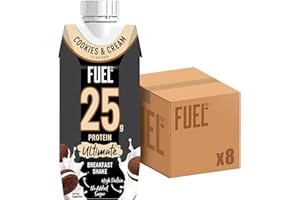 FUEL10K Cookies & Cream 25g High Protein Breakfast Shake Drink, 330 ml (Pack of 8)