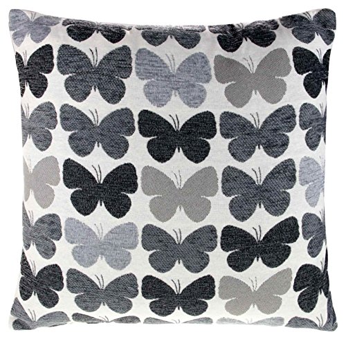 Graze Schmetterling Chenille Kissenbezug 43,2 x 43,2 cm 43 cm x 43 cm, Polyester, Silber, 43 x 43cm - 2