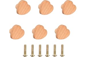 Duronge Tiradores Cajones, 6 Piezas Pomos de Madera con Forma de Corazón, Tiradores Cocina con Tornillos, Tiradores de Muebles para Habitación de Niños, Dormitorio, Cocina y Baño