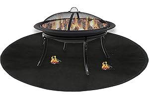 Heavyoff Tapis de Foyer Rond Tapis Ignifuge Le Tapis Brasero de Gril et Protecteur de Pelouse pour Jardin Terrasse Extérieur Brûlant du Bois et Coussin de Foyer à Gaz, Noir, 36" / 91cm