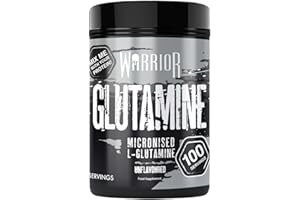 Warrior Glutamine 500g - Pure Micronised L-Glutamine Powder - Amino Acid - Muscle Growth & Recovery Supplement- Gut Health - Mix in Protein - Pre and Post Workout - 100 Servings (Unflavoured)