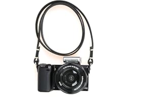 CANPIS Genuine Leather Camera Strap Vintage Camera Shoulder Strap Handmade Camera Neck Belt for Mirrorless Cameras Sony Nikon Canon Olympus Fuji (Black)