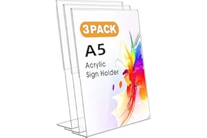 Ourui A5 Tischaufsteller/Aufsteller, 3 Stück Acryl Schilderhalter L-Ständer für Cafés, Restaurants, Ausstellungen, Büros, Werbeaktionen