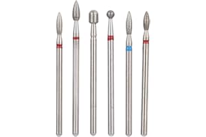 PONGNAS Nail Drill Bit Set, 6Pcs Stainless Steel Nail Drill Heads Manicure Accessories Nail Art File Bits Tools(#9)