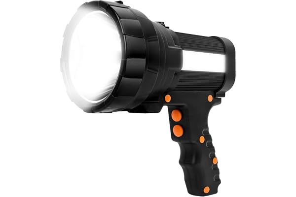 YBQZ Lampe Torche Led Ultra Puissante Rechargeable USB 35W 10000 mah avec Lumière Latérale Lampe de Poche Etanche Haute Puissance (Noir)